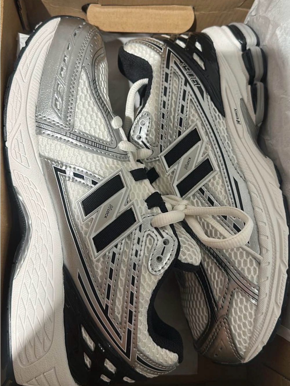 New Balance White Silver Black Women's Running Sneakers
